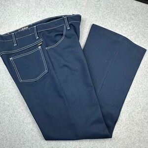 Vtg Mint Farah Mens Navy Blue Contrast Stitch Polyester Knit Pants 34x31 USA